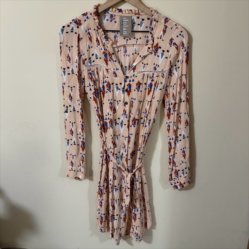 Dolan Left Coast Collection Womens Tribal Dress Long Sleeve Size XS